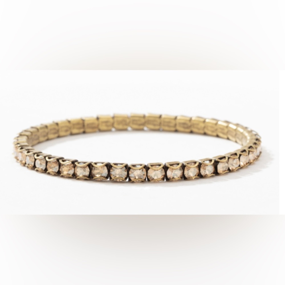 Touchstone Crystal by Swarovski Antiqued Stretch Bracelet new in organza pouch